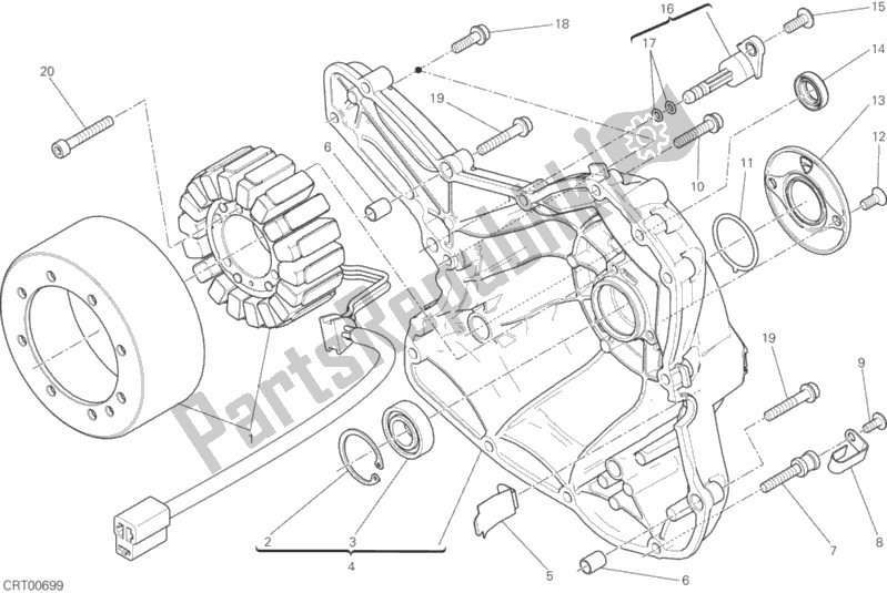 Alle onderdelen voor de 011 - Generatorafdekking van de Ducati Scrambler Flat Track Thailand 803 2016